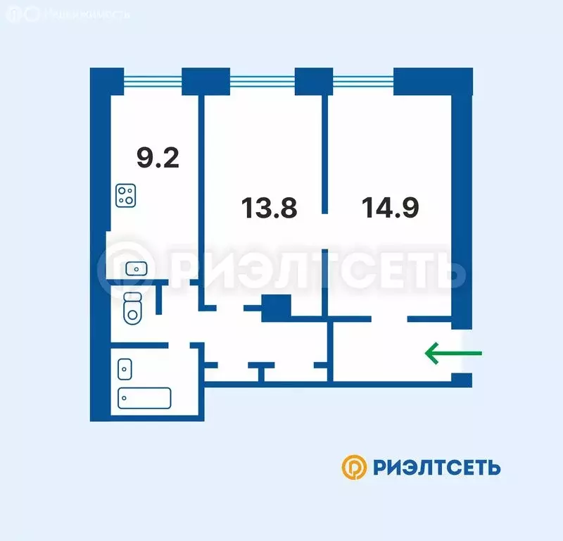 2-комнатная квартира: Мурманск, улица Адмирала Флота Лобова, 44 (51 м) - Фото 2