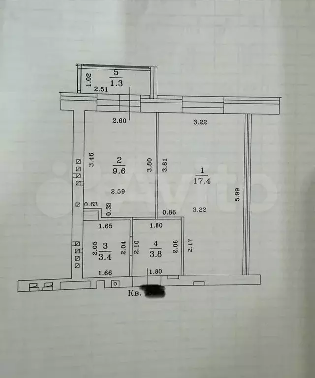 1-к. квартира, 34,2 м, 2/3 эт. - Фото 0