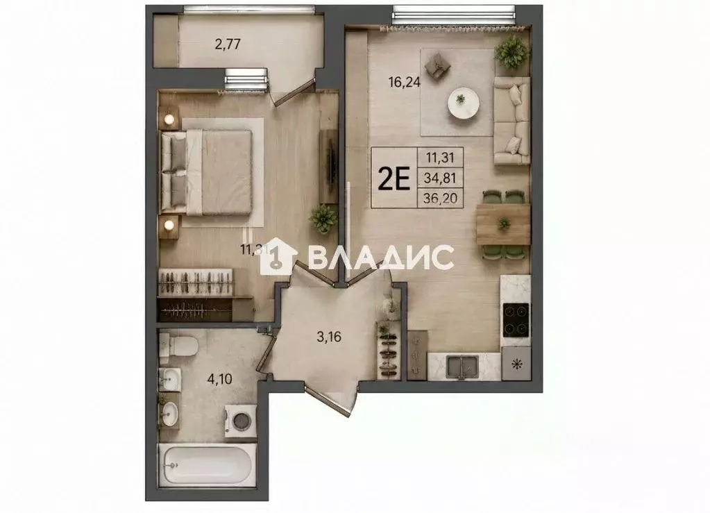 1-к кв. Санкт-Петербург Планерная ул., 87к1 (34.8 м) - Фото 2