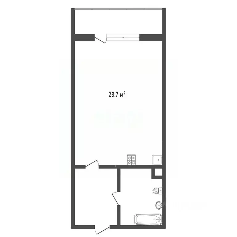 Студия Ханты-Мансийский АО, Сургут тракт Тюменский, 4 (28.7 м) - Фото 2