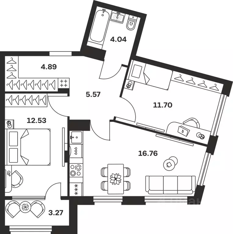 2-к кв. Тульская область, Тула Баташи Парк жилой комплекс (58.76 м) - Фото 1
