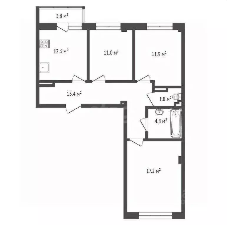 3-к кв. Севастополь ул. Токарева, 18Г (73.1 м) - Фото 2