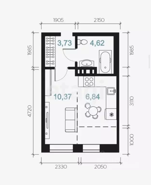 1-к кв. Иркутская область, Иркутск наб. Верхняя, 133 (27.9 м) - Фото 1