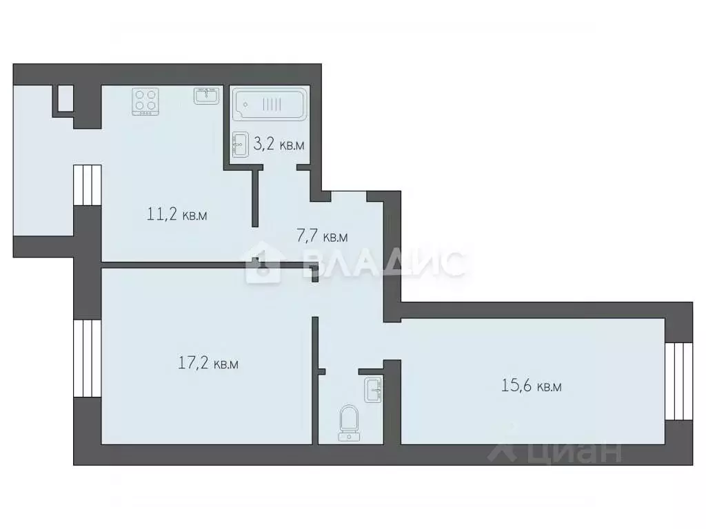 2-к кв. Рязанская область, Рязань Шереметьевская ул., 10 (57.1 м) - Фото 1