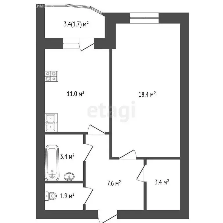 1-комнатная квартира: Саранск, Кочкуровская улица, 11 (45.7 м) - Фото 0