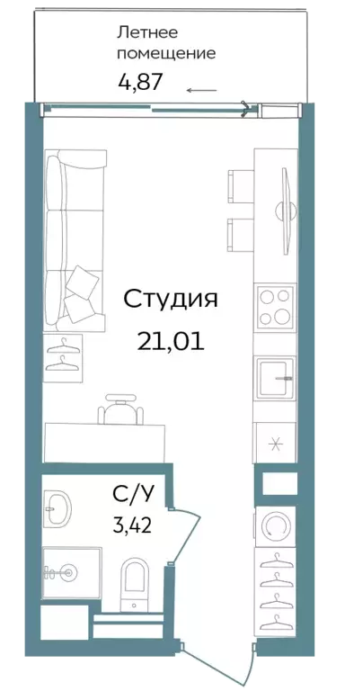 квартира-студия, 29.3 м - Фото 0