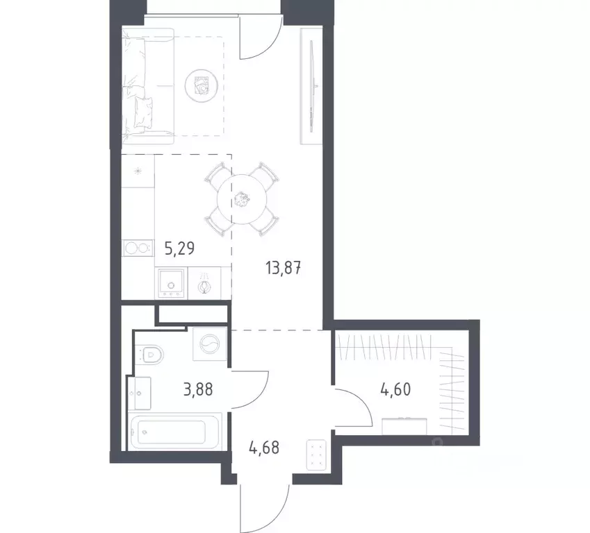 1-к кв. Москва Квартал на воде жилой комплекс, к5 (32.32 м) - Фото 1