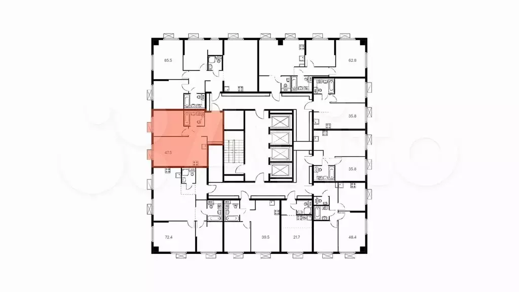 1-к. квартира, 47,5 м, 8/28 эт. - Фото 1