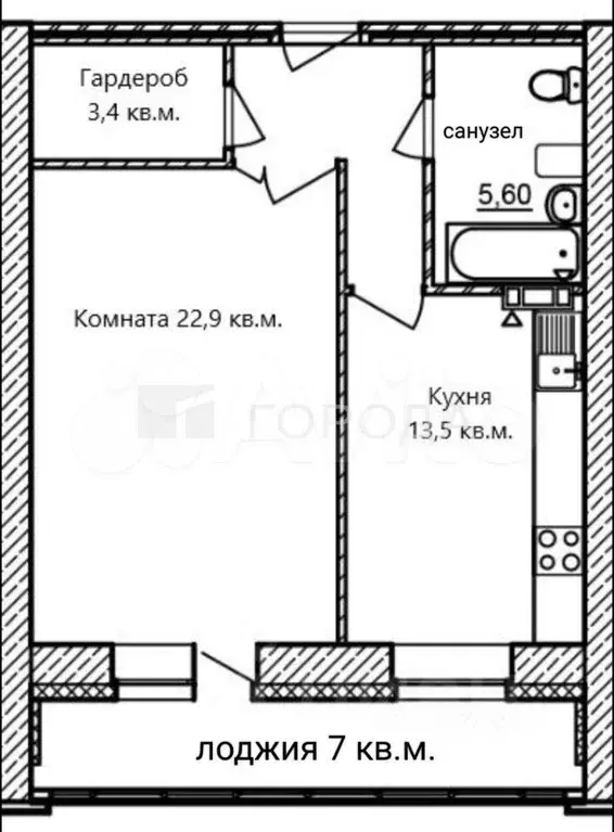 1-к. квартира, 49,6 м, 2/19 эт. - Фото 0