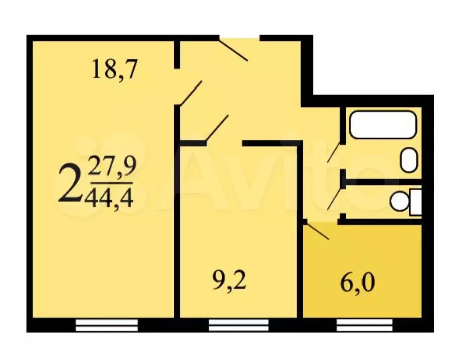 2-к. квартира, 45 м, 7/9 эт. - Фото 0