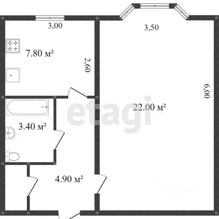 1-к кв. Ямало-Ненецкий АО, Новый Уренгой Надымская ул., 7 (39.2 м) - Фото 2