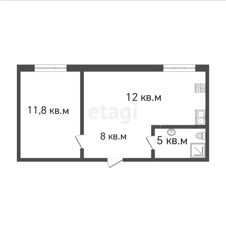1-комнатная квартира: село Большой Куганак, улица Ленина, 30Г (36.8 м) - Фото 1