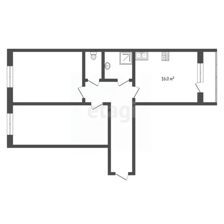 2-к кв. Тюменская область, Тюмень ул. Щорса, 4 (58.2 м) - Фото 1