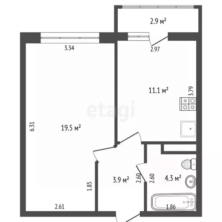 1-к кв. Краснодарский край, Анапа Владимирская ул., 114к1 (38.8 м) - Фото 1