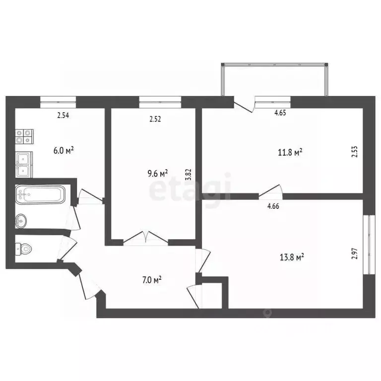 3-к кв. Крым, Бахчисарай ул. Гагарина, 5А (51.3 м) - Фото 2