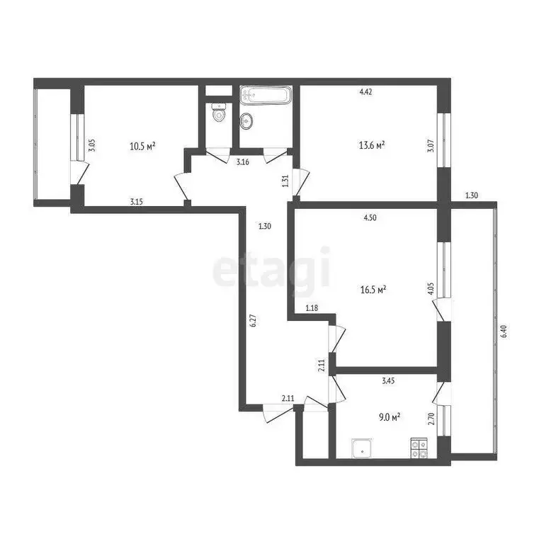 3-комнатная квартира: Тюмень, улица Монтажников, 16 (70.8 м) - Фото 0