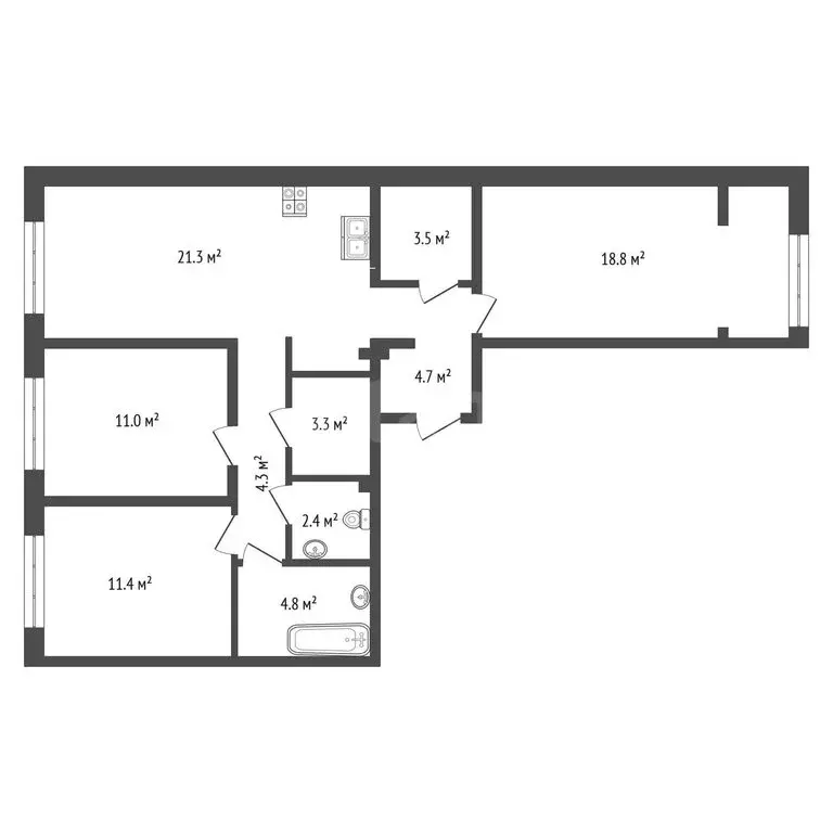 3-комнатная квартира: Тюмень, улица Новаторов, 28 (111.7 м) - Фото 1