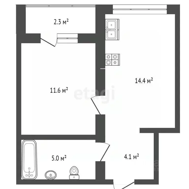 1-к кв. Тюменская область, Тюмень ул. Ильи Кургузова, 4 (37.54 м) - Фото 2