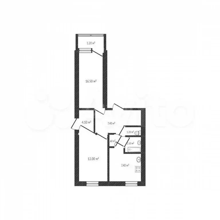 2-к. квартира, 52,5 м, 1/5 эт. - Фото 0