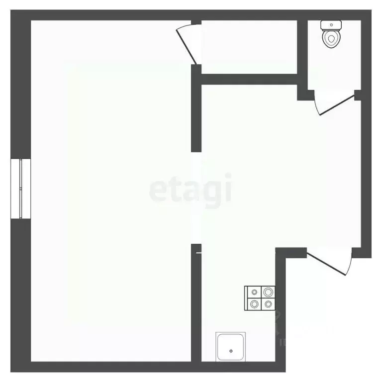 Студия Тюменская область, Тюмень ул. Беляева, 23/2 (18.0 м) - Фото 2