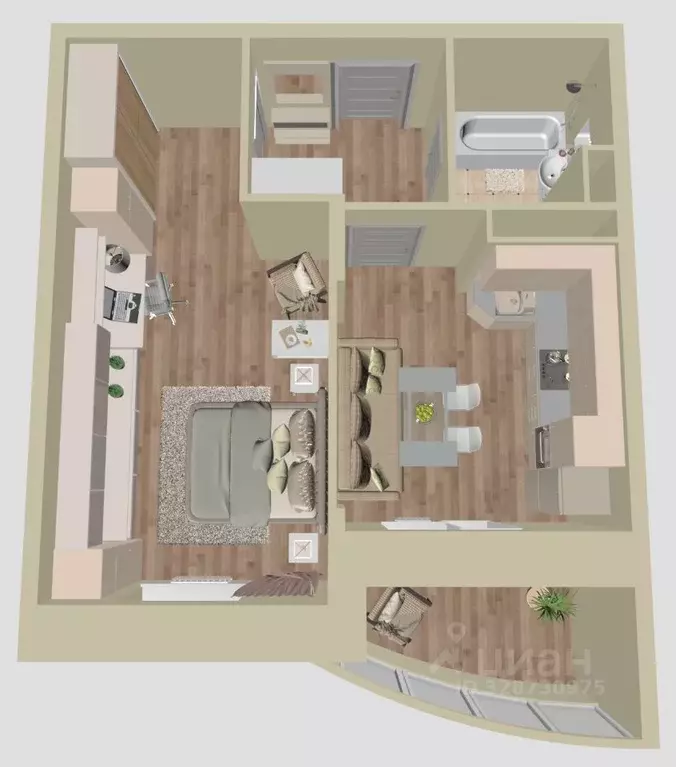 1-к кв. Московская область, Домодедово Востряково мкр, ул. Ледовская, ... - Фото 2