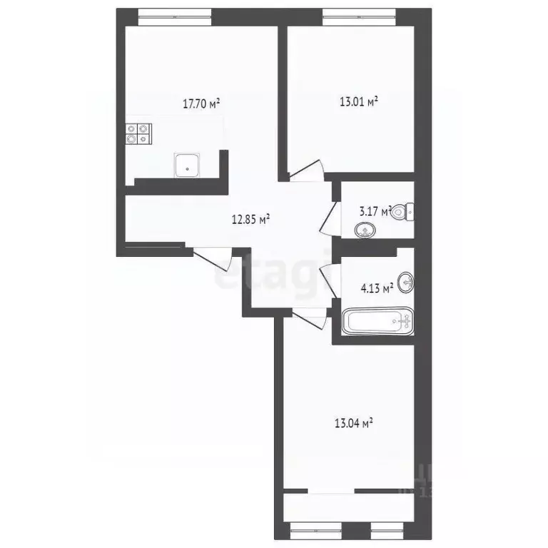 2-к кв. Тюменская область, Тюмень Ставропольская ул., 160/1 (69.3 м) - Фото 2