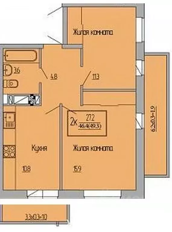 2-к кв. Краснодарский край, Краснодар Московская ул., 125к1 (57.2 м) - Фото 1