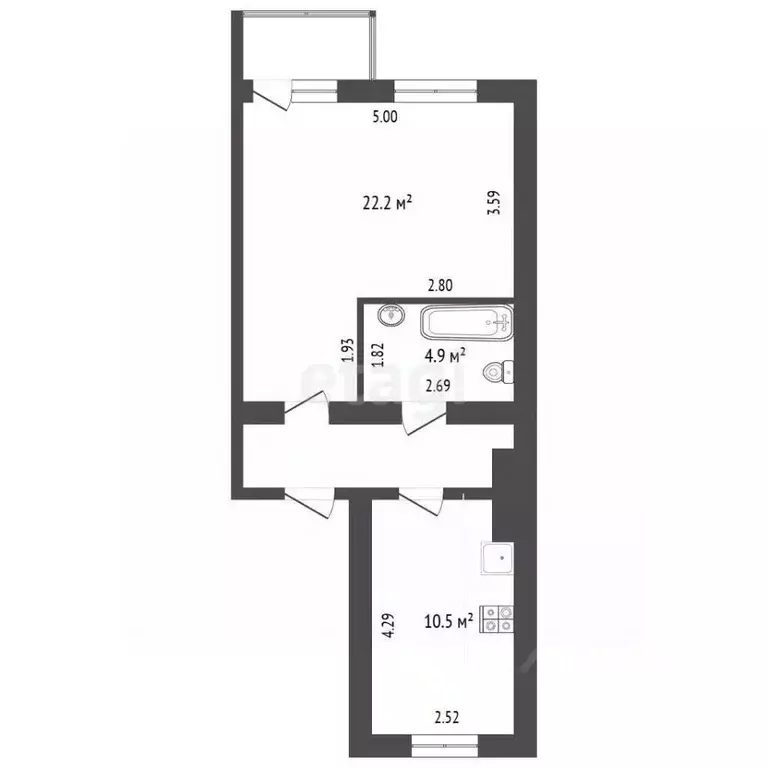 1-к кв. Севастополь ул. Багрия, 75/12 (45.0 м) - Фото 1