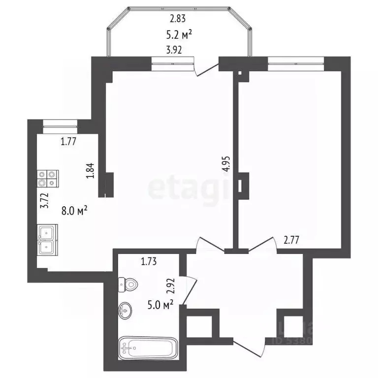 2-к кв. Ростовская область, Ростов-на-Дону ул. Тружеников, 80 (55.0 м) - Фото 1