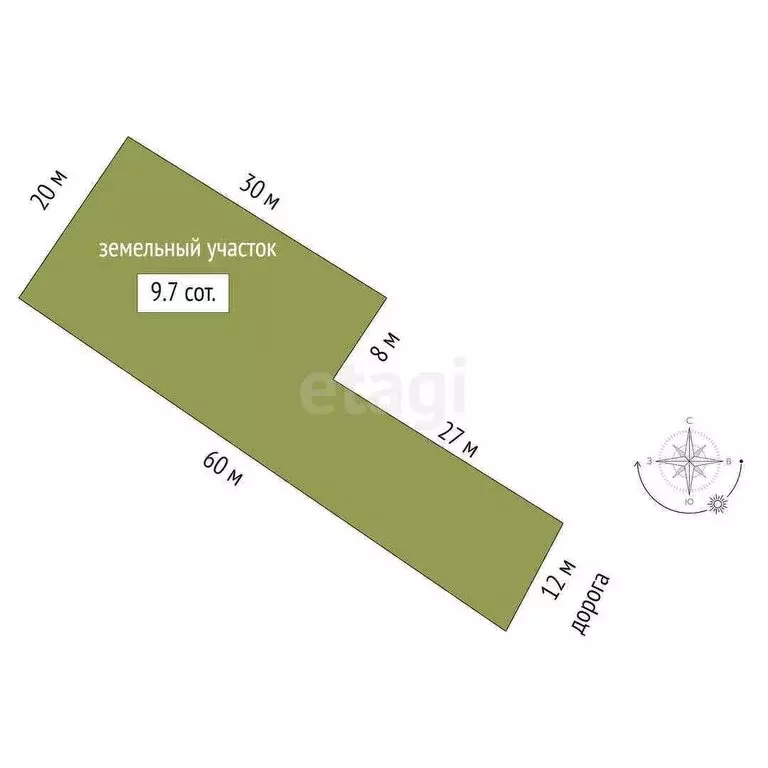 Участок в Ульяновск, спуск Степана Разина (9.7 м) - Фото 0
