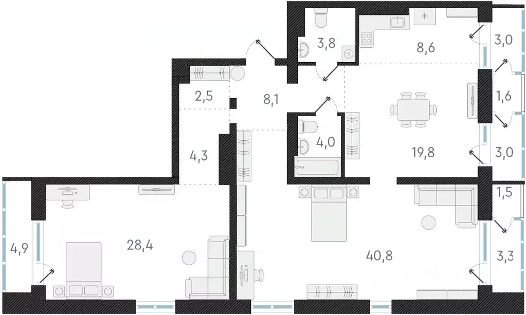 3-к кв. Новосибирская область, Новосибирск ул. Аэропорт, 49 (120.3 м) - Фото 0