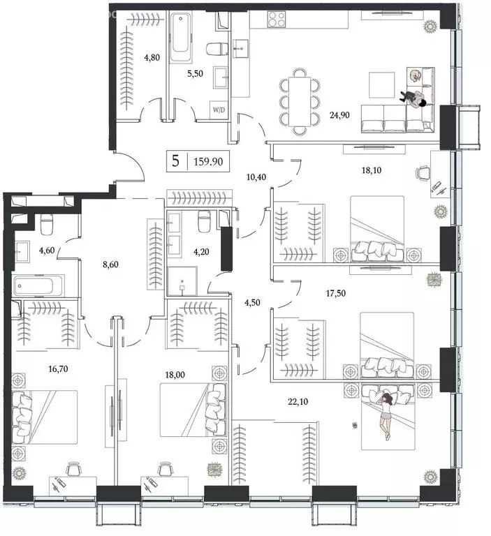 5-комнатная квартира: Москва, проспект Андропова, 9/1 (159.9 м) - Фото 1