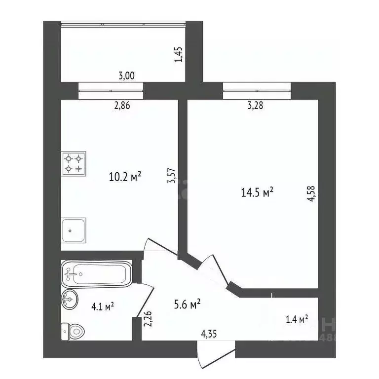 1-к кв. Амурская область, Благовещенск ул. Василенко, 3/6 (35.8 м) - Фото 1
