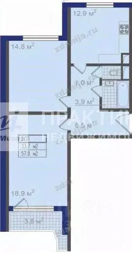 2-к кв. Москва Мичуринский просп., 31К3 (58.6 м) - Фото 2