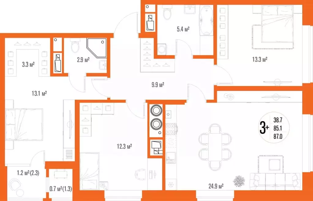 3-к кв. Астраханская область, Астрахань ул. Трофимова (87.0 м) - Фото 1