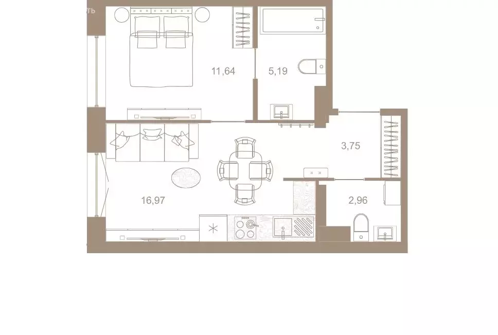 1-комнатная квартира: Санкт-Петербург, набережная реки Карповки, 31к1 ... - Фото 1