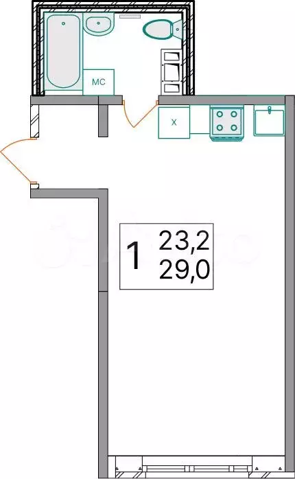 Квартира-студия, 29 м, 9/10 эт. - Фото 0