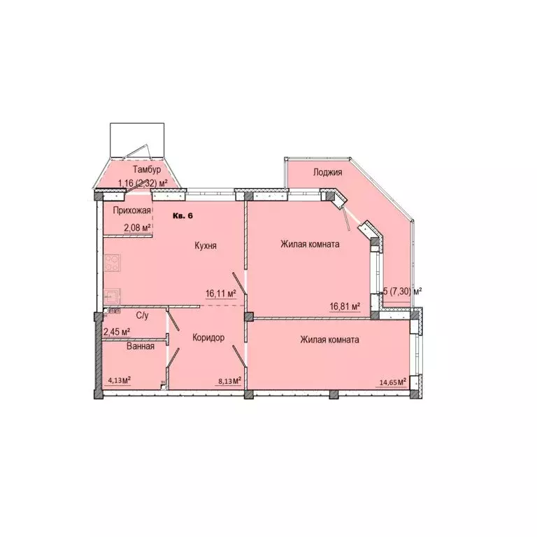 2-комнатная квартира: Заречный, Счастливая улица, 4 (69.17 м) - Фото 0