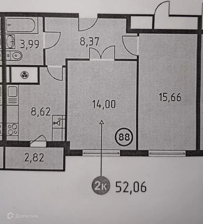 Продаётся 2-к квартира, 52.06 м - Фото 1