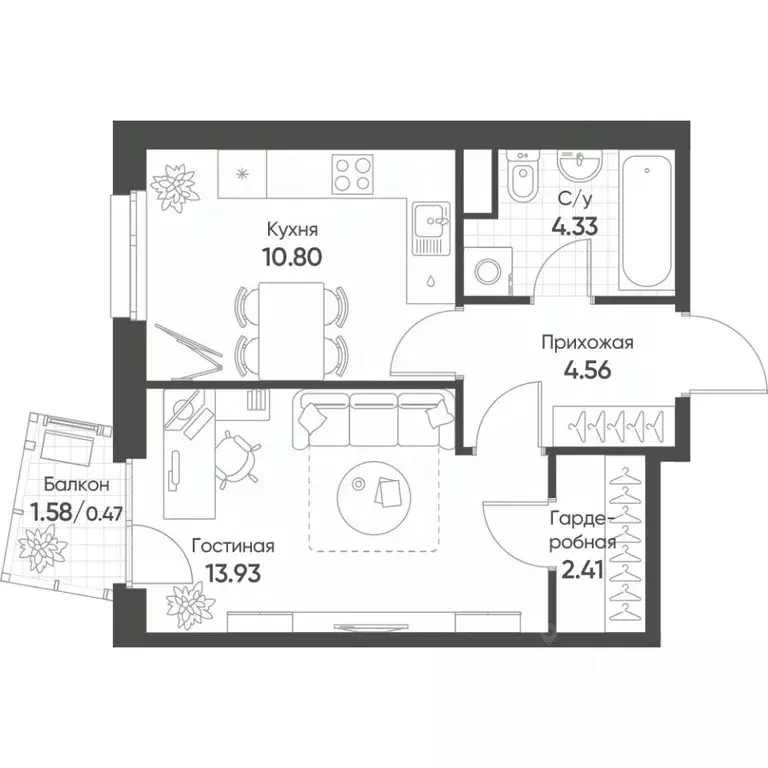 1-к кв. Татарстан, Казань Счастье в Казани жилой комплекс (36.5 м) - Фото 1