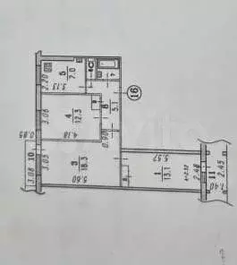 3-к. квартира, 60,6 м, 4/9 эт. - Фото 0