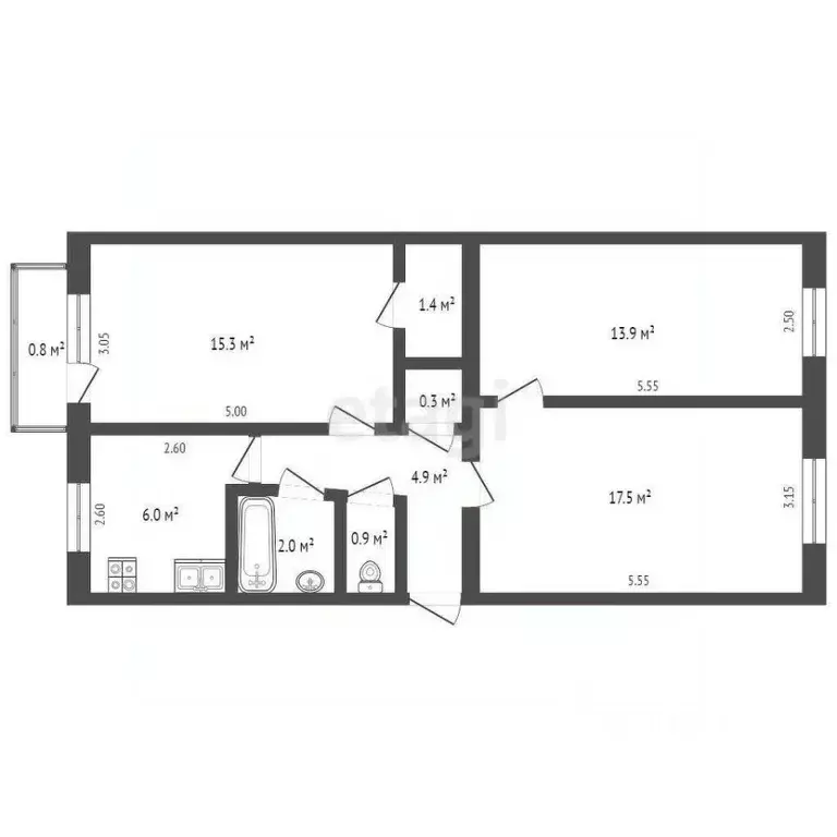 3-к кв. Ростовская область, Батайск Авиагородок мкр, 20 (62.2 м) - Фото 1