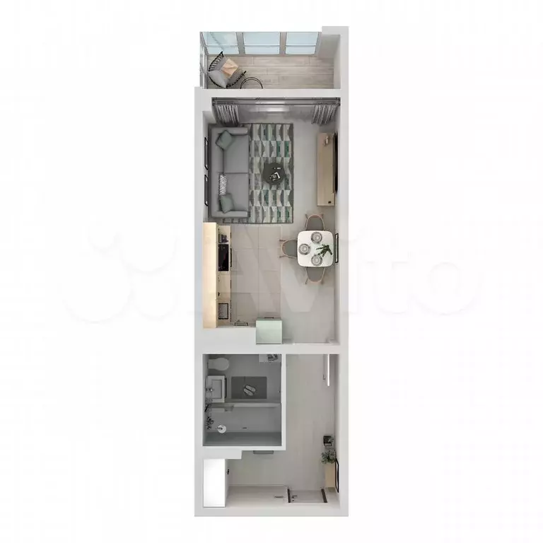 Квартира-студия, 34,8 м, 2/16 эт. - Фото 1