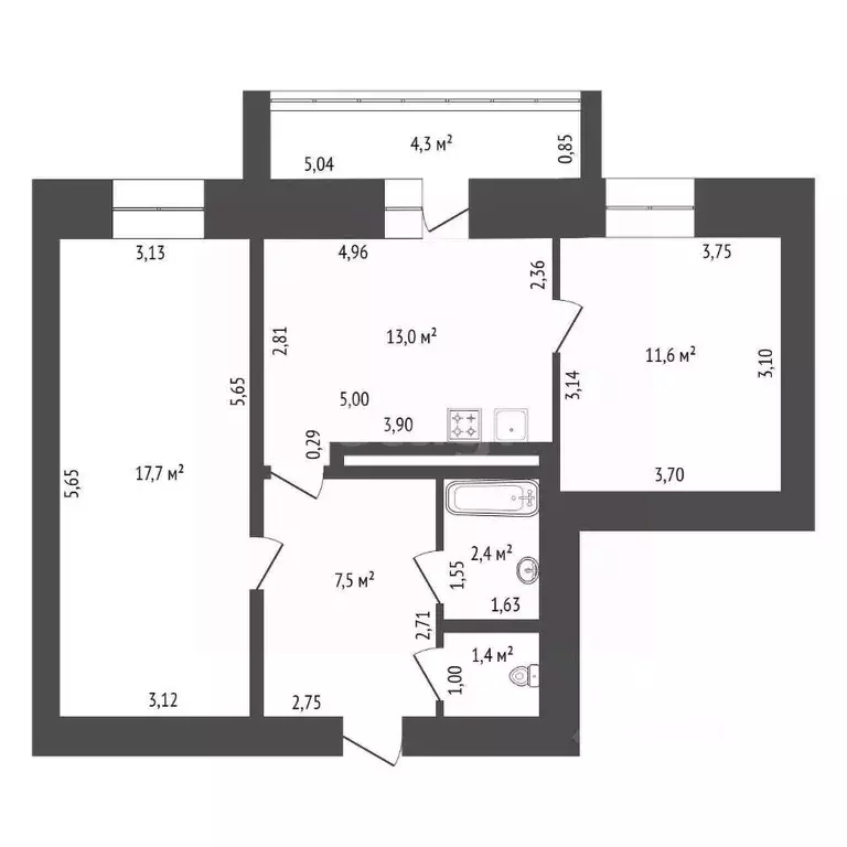 2-к кв. Башкортостан, Уфа ул. Испытателей, 21 (54.0 м) - Фото 2
