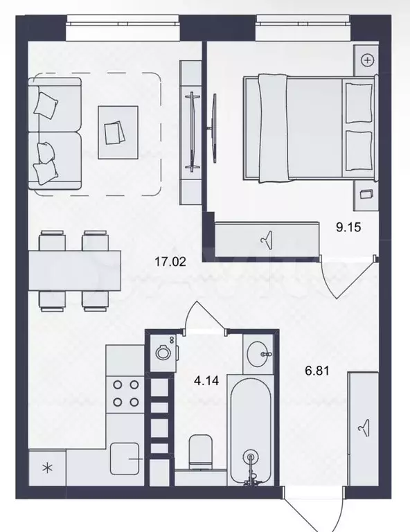 1-к. квартира, 37,1 м, 12/15 эт. - Фото 1