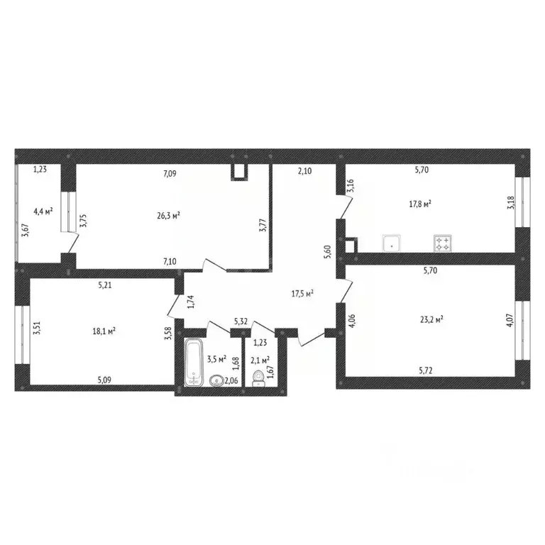 3-к кв. Башкортостан, Уфа ул. Зайнаб Биишевой, 5/1 (114.0 м) - Фото 2