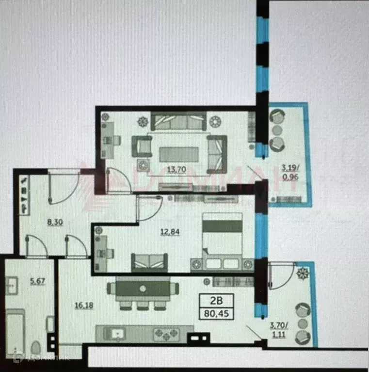 Продаётся 2-к квартира, 58.5 м - Фото 0