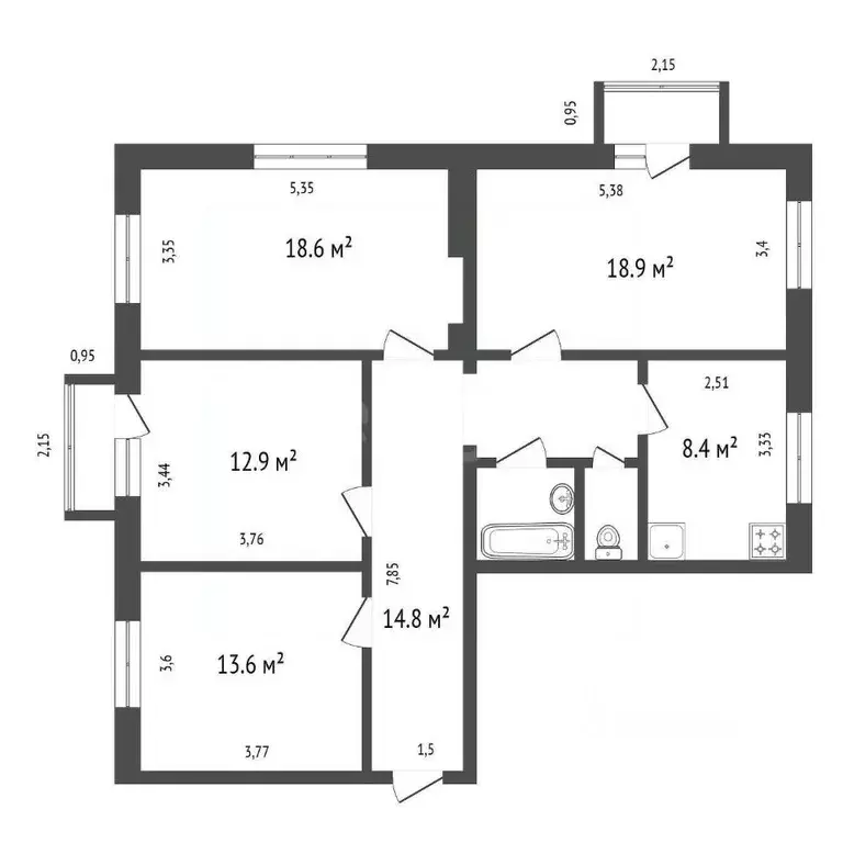 4-к кв. Красноярский край, Красноярск Транзитная ул., 54 (100.0 м) - Фото 2