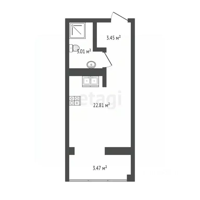 Студия Тюменская область, Тюмень ул. Павла Никольского, 10к1блок1 ... - Фото 2