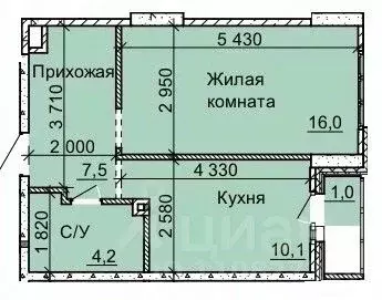 1-к кв. Новосибирская область, Новосибирск Юбилейный мкр,  (38.6 м) - Фото 0